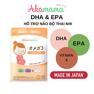 DHA, EPA, Omega 3 Cho Mẹ Bầu Hỗ Trợ Phát Triển Não Bộ Và Thị Giác Thai Nhi, Viên Nhỏ, Không Mùi, Dễ Uống, Akamama Nhật Bản