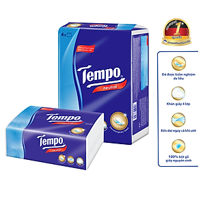 Lốc 4 Gói Khăn Giấy Cao Cấp Tempo Softpack Không Mùi, 4 Lớp, Không Gây Kích Ứng Da (90 Tờ/ Gói) - Thương Hiệu Đức