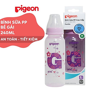 Bình sữa Pigeon cổ hẹp PP cao cấp bé gái 120ml/ 240ml