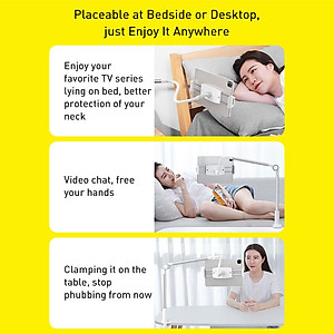 Bộ đế giữ điện thoại chân kẹp dùng cho iPad Baseus Otaku Life Rotary (Adjustment Lazy holder for 4.7 - 12.9 inches Smartphone/ Tablet/ iPad) - Hàng chính hãng