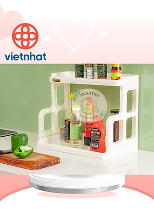 Kệ gia vị 2 tầng bằng nhựa cao cấp VIỆT NHẬT - giúp căn bếp luôn gọn gàng sạch sẽ