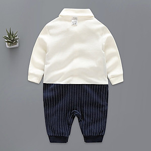 Body vest quý tộc cho bé trai sơ sinh, bộ áo liền quần công tử, size nhỏ từ 0-3m, chất cotton tự nhiên dày dặn mịn đẹp, thân thiện với làn da bé | MS04