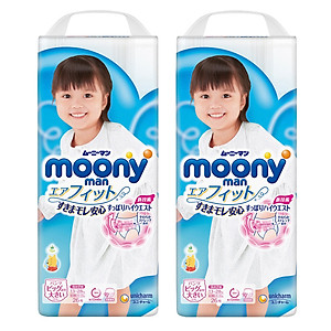 Combo 2 Gói Tã Quần Cao Cấp Moony Nhật Bản Bé Gái XXL26 (26 Miếng)