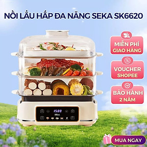 (HOT NEW) Nồi Lẩu Hấp 4 Tầng 24L SEKA SK6620 - 1500W Đa Năng 4 in 1 Hấp, Lẩu, Khử Trùng, Tiệt Trùng - Hàng Chính Hãng Bảo Hành 2 Năm