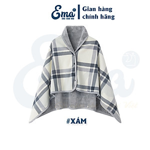 Áo choàng văn phòng kiêm chăn công sở 2 lớp dày dặn, chăn flannel, chăn cài cúc, chăn khăn choàng văn phòng