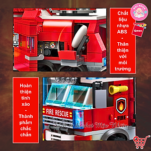 Đồ chơi lắp ráp xếp hình cứu hỏa Qman 2807 – Ô TÔ CỨU HỎA (366 mảnh ghép) dành cho bé trai trên 6 tuổi
