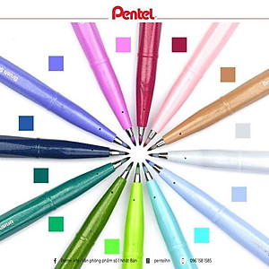 Bút viết thư pháp Pentel SES15C 12 màu cơ bản