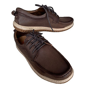 Giày lười nam da bò buộc dây Trường Hải màu nâu đề cao 3cm GM446N