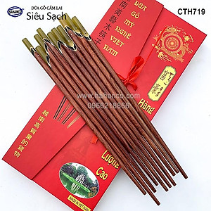 Đũa gỗ Cẩm Lai - Đầu Cẩm thạch chéo một màu (10 đôi/Hộp) CTH719 - Tặng hộp đẹp làm quà biếu