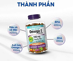 (Nhập khẩu, có tem phụ) Omega3 Webber Naturals lọ 120 viên 