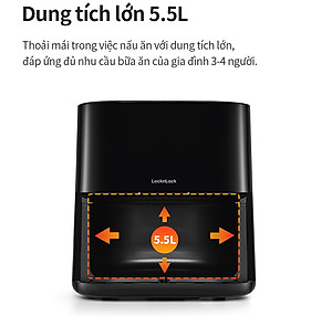 Nồi Chiên Không Dầu Locknlock Visible Air Fryer CUBE EJF996BLK (5.5 Lít) - Hàng Chính Hãng