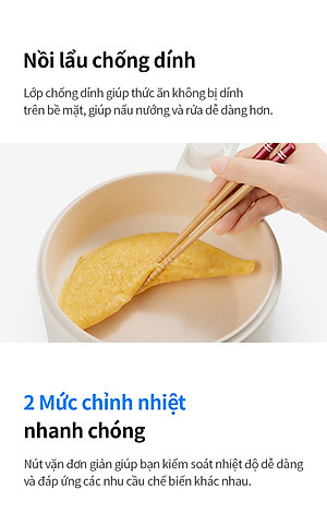 Nồi điện đa năng Locknlock Electric multi pot EJP436IVY 220V, 50Hz, 600W, 1.5L- Màu ngà - Hàng chính hãng