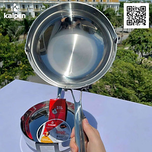 Chảo sâu lòng Inox 304 đúc liền khối 3 lớp miệng rót Kalpen Zenger 28cm, bảo hành 5 năm