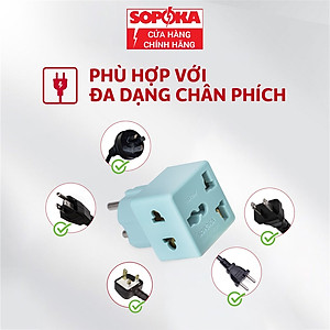 Ổ chia điện đầu nối thông minh P15 SOPOKA 1 chia 2 cửa có ổ cắm 3 chấu tiện lợi