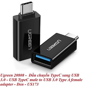 Ugreen UG20808US173TK Màu Đen Đầu chuyển đổi TYPE C sang USB 3.0 vỏ nhựa ABS - HÀNG CHÍNH HÃNG
