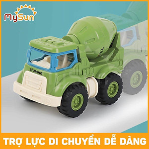 Bộ xe ô tô công trình đồ chơi cho bé - xe cần cẩu, xe ben chở cát, ô tô máy múc, xe bồn trộn bê tông