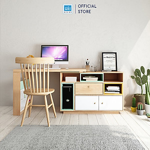 Bàn Làm Việc Sáng Tạo Kèm Tủ Sách Phong Cách Bắc Âu Thương Hiệu SIB Decor (Không Gồm Ghế) BLV07