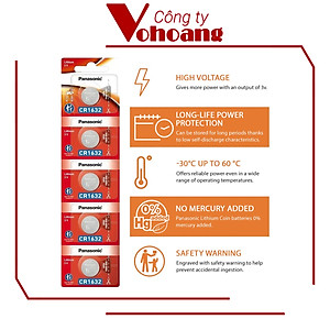 Vỉ 5 Viên Pin CR1632 ( CR 1632/5BE x 1 Vỉ ) Panasonic Lithium 3 V - Hàng Chính Hãng