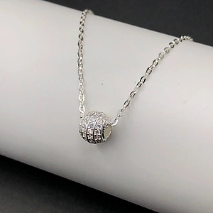 Dây Chuyền Vòng Cổ Nữ Bạc Ta Hình Cầu Đính Đá Sang Trọng BẠC HIỂU MINH DMD482