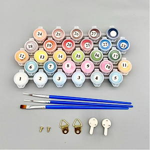 Tranh tô màu theo số sơn dầu số hóa Tranh cô bé ngồi đọc sách CN0946