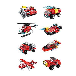 Hộp 8 bộ đồ chơi lắp ráp Biệt đội cứu hỏa vòi rồng 8in1 Qman 1805 (313 chi tiết)