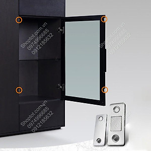 Bộ 2 chốt nam châm mini cho cửa tủ, ngăn kéo bàn, cửa trượt với nam châm có lực hút mạnh kèm băng dính 2 mặt và vít