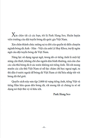 Sách 2000 Từ Vựng Chuyên Nghành Bóng Đá Anh - Việt - Hàn