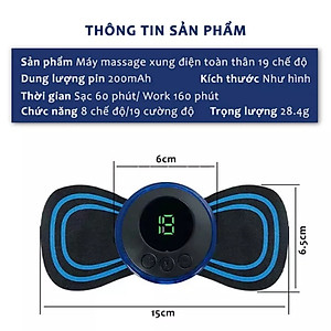 Miếng Massage Xung Điện Cổ Vai Gáy, Bắp Tay, Lưng Bằng Sung Điện đỡ đau Nhức Hiệu Qủa -Máy mat sa thân hình 10 Chế Độ - HÀNG CHÍNH HÃNG MINIIN