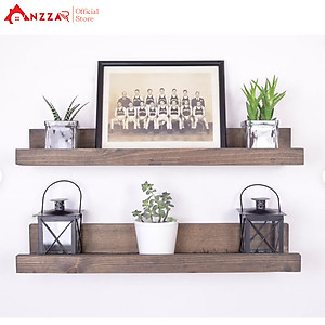 Kệ gỗ treo tường loại mảnh nhiều kích thước màu socola, kệ trang trí Anzzar, decor phòng khách, phòng ngủ