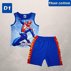 Bộ đồ bé trai hình siêu nhân nhện sát nách từ 10-42kg - thun cotton -HN.Store115