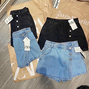 Quần Sooc Bò Giả Váy Vạt Lệch