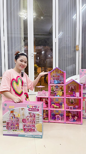 Đồ Chơi Cho Bé Gái, Đồ Chơi Lắp Ráp Ngôi Nhà Búp Bê 4 Tầng Kèm Bộ Phụ Kiện 194Pcs, Quà Tặng Sinh Nhật Cho Bé Gái