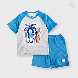 Bộ Bé Trai Bigfox, Bộ Cộc Tay Trẻ Em Mùa Hè Chất Cotton Mát In Hình Ván Lướt Sóng