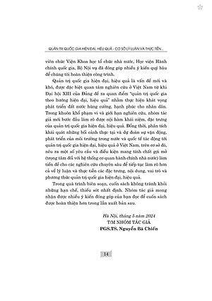 Quản trị quốc gia hiện đại, hiệu quả cơ sở lý luận và thực tiễn ở Việt Nam hiện nay - bản in 2024 (bìa cứng)