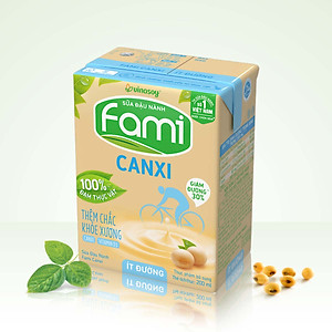 Thùng Sữa đậu nành Vinasoy Fami Canxi ít đường (200ml x 36 Hộp)