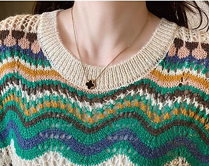 Áo len nữ form rộng hoạ tiết phối màu xinh mẫu mới thu đông HB09