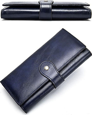 Ví dài cầm tay nữ da bò thật BHM8303 Ví gập ba nữ