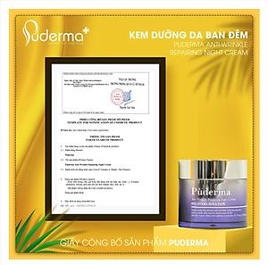 Kem Dưỡng Da Ban Đêm Puderma Anti-Wrinkle Repairing Night Cream 50ml: cấp ẩm, tái tạo da, căng cơ