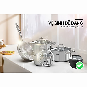 Bộ Nồi Chảo Inox 304 Đáy Liền Sunhouse SHG808