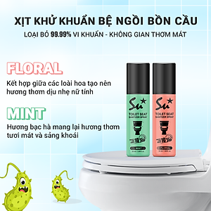 Xịt khử khuẩn bệ ngồi bồn cầu Su Star, Khử 99,99% vi khuẩn, ngăn ngừa lây nhiễm bệnh do dùng chung toilet 50ml