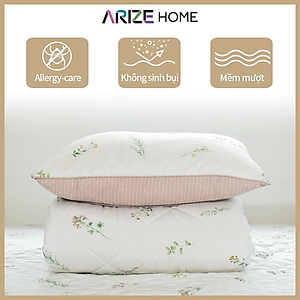 Chăn Chần Bông Arize Vải Microfiber Flower Beige 1.5mx2m, 2mx2.2m
