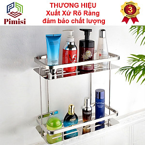 Kệ Nhà Tắm Để Đồ Gắn Tường Phẳng Thẳng Hay Để Góc Pimisi Inox 304 Hình Chữ Nhật Đựng Đồ Trong Phòng Tắm Sáng Bóng Dễ Vệ Sinh Hoặc Kệ Nhà Bếp 1 - 2 Tầng Thông Minh Gắn Tường Bằng Khoan Đinh Vít Chắc Chắn | Hàng Chính Hãng