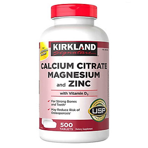 Canxicho người lớn Mỹ Kirkland Signature Calcium Citrate Magnesium And Zinc with Vitamin D3 phát triển hệ thống xương, phòng chống loãng xương - OZ Slim Store