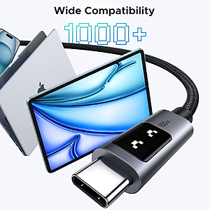 Cáp sạc nhanh USB Type C 100W 5A có đèn led Ugreen 45612 (Dài 0.5m) - Hàng chính hãng