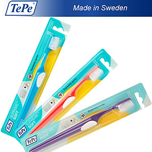 Bàn Chải Đánh Răng Mềm Tepe Supreme (1 Cây) - Lông Dài Ngắn Xen Kẽ, Làm Sạch Kẽ Răng, Bảo Vệ Nướu - Nhập Khẩu Thuỵ Điển