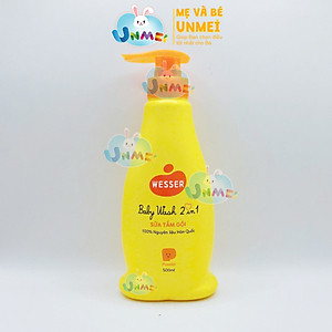 Bộ 2 Chai Sữa Tắm Gội Wesser 2in1 Hương Phấn (500ml x 2) - Cam