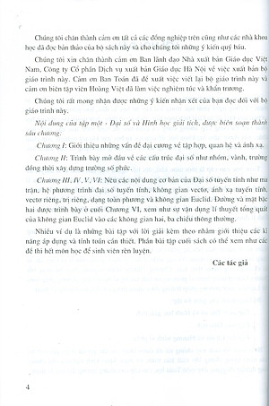 Toán Học Cao Cấp, Tập 1: Đại Số Và Hình Học Giải Tích (Tái bản lần thứ tư, năm 2024)- GS.TS. Nguyễn Đình Trí (Chủ biên),  PGS. TS. Trần Việt Dũng, PGS. TS. Trần Xuân Hiển, PGS. TS. Nguyễn Xuân Hào