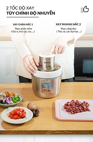 Máy Xay Thịt Haatz HMG168 (CIM382) - Cối inox 2,5L Cối Thủy Tinh 0,6L - 500W Kèm Phụ Kiện Đánh Ruốc - Hàng Chính Hãng Bảo Hành 2 Năm