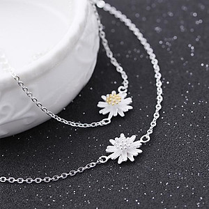 Lắc tay hoa cúc nhỏ bạc s925 xinh xắn