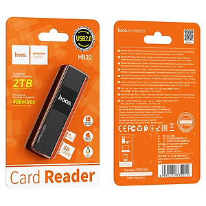 Đầu đọc thẻ nhớ 2.0 Hoco HB20 Mindful - hỗ trợ khe microSD/SD (Hàng chính hãng)
